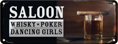 Produktbild von vianmo Blechschild 10x27 cm Saloon Whisky Poker Dancing girls