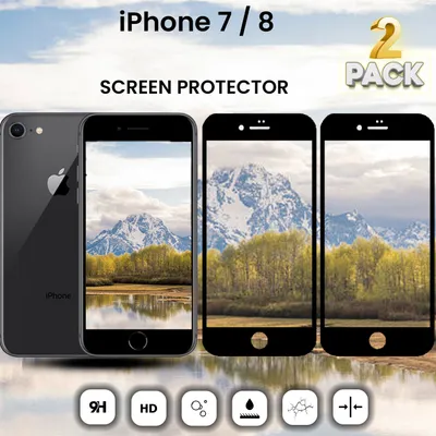 Obrázek produktu pro 2 kusy iPhone 7/8 černé - tvrzené sklo 9H - 3D ochrana displeje v super kvalitě
