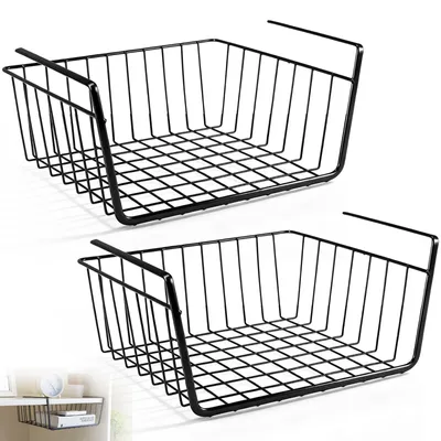 2er Set Hängekörbe aus Metall, 30x23x13,5 cm, schwarz