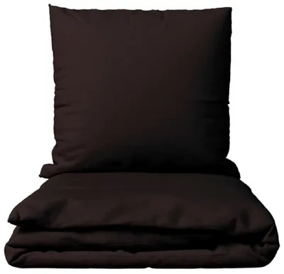 Produktbild von Renforce Bettwäsche Set 155x220 cm 80x80 cm Braun Uni 100% Baumwolle Reißverschluss