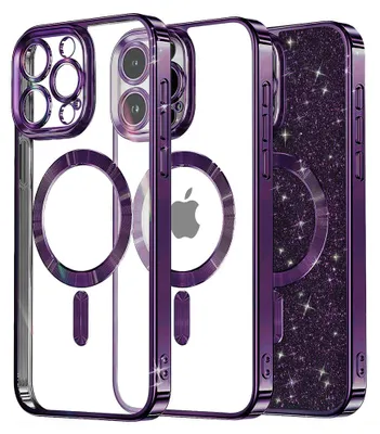 Zdjęcie produktu dla Techsuit Luxury Glitter MagSafe etui na iPhone 16 Pro – ciemnofioletowy