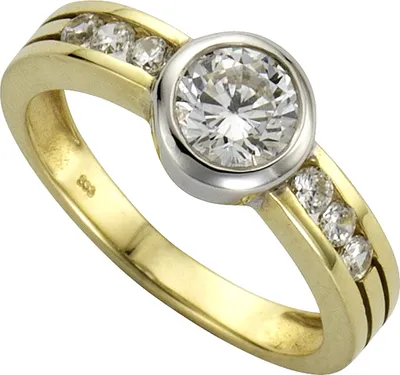 Produktbild von Celesta Gold Ring 375/- Gelbgold 2farbig Zirkonia