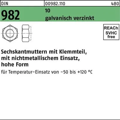 Produktbild von Reyher  Sechskantmuttern DIN 982 10 M 12 galv. verzinkt (100 Stück)