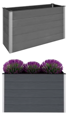 Produktbild von Hochbeet WPC 150 x 50 x 91 cm Grau Pflanzkasten für Blumen und Gemüse
