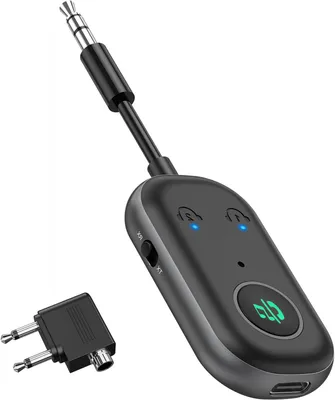 Zdjęcie produktu dla Adapter Bluetooth – Nadajnik i odbiornik audio – Słuchanie bezprzewodowe – 2-w-1, podwójne połączenie – 13 godzin pracy na baterii – Czarny