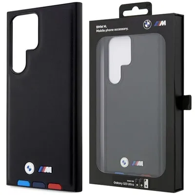 Produktbild von BMW BMHCS23L22PTDK S23 Ultra S918 schwarz Leather Stamp Tricolor Schutzhülle