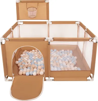 Produktbild von Selonis Laufstall Mit Korb 100 Bälle ∅6cm Spielplatz Mit Bunten Bällen Laufgitter Für Babys Und Kinder