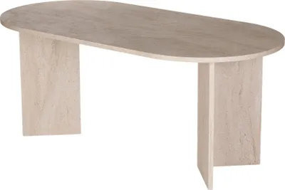 Image de Table à manger en bois "Sablin" - 180 x 89 x 75 cm - Travertin