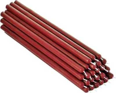 Produktbild von 25x Rote Bienenwachs 21cm Rußfrei Handarbeit Tafelkerzen Ritualkerze 36330