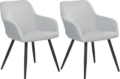 Produktbild von BELIANI Esszimmerstuhl 2er Set Hellgrau Samtstoff mit Schwarzen Metallbeinen Retro-Design Polsterstuhl Wohnzimmer Essbereich Flur Diele Ausstattung Möbel