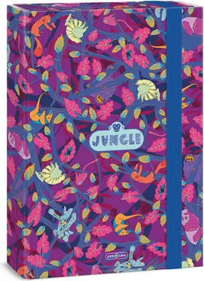 Immagine prodotto di Ars Una A4 scatola per quaderni, cartella per cartelle, con elastico e alette interne, Jungle - animali e piante tropicali, rosa, per ragazze
