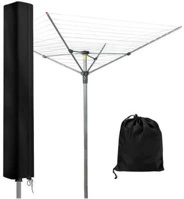 Produktbild von Wäscheständerabdeckung - 165 x 16 x 16 cm - 210D Strapazierfähige - Reißverschluss - Wasserdicht - für Gartentrockner und Wäschetrockner - Schwarz