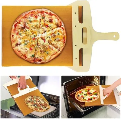 Produktbild von Holz-Pizzaschub, 55 x 35 cm, Holzschub mit Griff, ideal für Selbstgebackene Pizza, Backzubehör