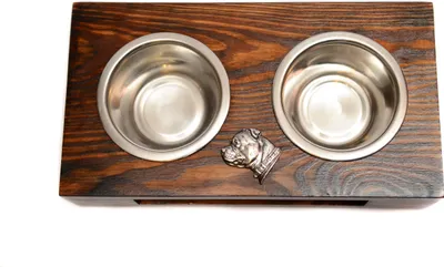 Produktbild von Staffordshire Bull Terrier, Staffordshire Bullterrier II - Holzständer mit Näpfen für Hunde, Edelstahlnäpfe, Geschenk zur Adoption eines Hundes von der Marke Art-Dog
