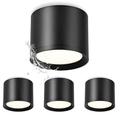 Zdjęcie produktu dla Reflektor sufitowy LED IP44 aluminiowy czarny łazienka kuchnia