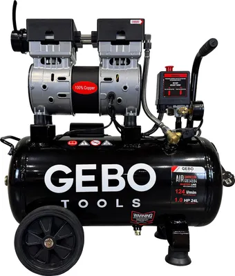 Immagine prodotto di Compressore aria silenziato - con capacità del serbatoio di 24 litri - senza olio, oil free - per utensili pneumatici, Gebo Tools