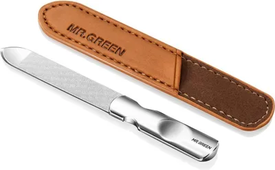 Produktbild von MR.GREEN Nagelfeile Edelstahl Professionell Rutschfester Griff Lederetui 90mm
