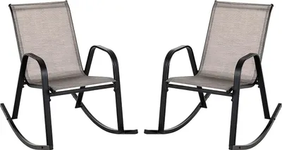 Produktbild von GOPLUS Schaukelstuhl 2er Set, Gartenstuhl atmungsaktiv & reißfest, Schaukelstuhl mit Stopper & Antirutsch-Gummipuffer, Schaukelsessel mit ergonomischer Rücklehne & Armlehne