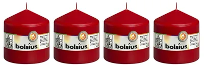 Image de lot de 4 bougies - hauteur 10 cm - diamètre 9,8 cm - rouge