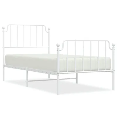 Image de vidaXL Cadre de lit avec tête et pied de lit en métal blanc 90x200 cm