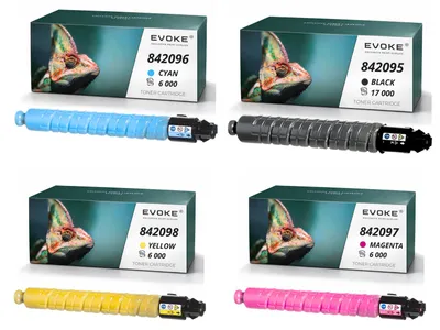 Produktbild von Evoke kompatibler Toner für Ricoh MPC-306 MPC-307 MPC-406 840295 4x CMYK:Schwarz,Cyan,Magenta,Gelb 35000 Seiten Aficio MP C306 C307 C406 C406ZSPF