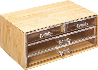 Image de 5five Simply Smart Boîte à bijoux Selena avec 4 tiroirs, rangement de bijoux, bambou, plastique, 23 x 15 x 10 cm, 174660