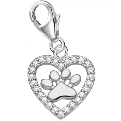 Pfote im Herzen Charm Anhänger für Tierfreunde I Echtschmuck