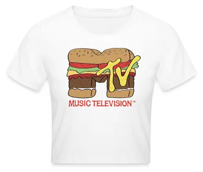 Produktbild von Spreadshirt MTV Music Television Burger-Logo Crop Top, M, Weiß