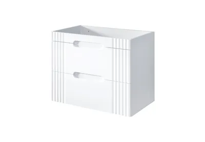 Produktbild von Weißer Badezimmerschrank Für Waschbecken 80 Cm, 2 Schubladen, Mdf 80 X 62
