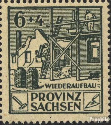 Produktbild von Briefmarken Sowjetische Zone (All.Bes.) 1945 Mi 87VII, gebrochene Gerüststange links (Feld 2) postfrisch Wiederaufbau