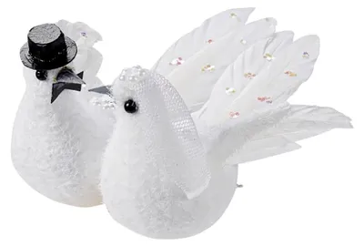 Produktbild von Hochzeitstaubenpaar 11 cm mit Clip, 1 Paar pro Box