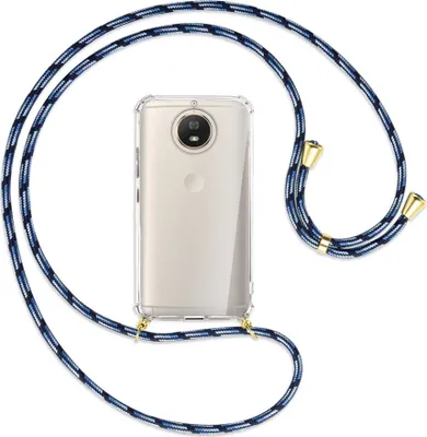 Produktbild von Handykette Backcover-Schutzhülle mit Band (Metall goldfarben) für Motorola Moto G5S - Blautöne