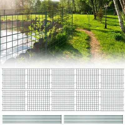Obrázek produktu pro Plot z pozinkované oceli, 15 dílů, zelený, pro zahradu a chov zvířat, rovný