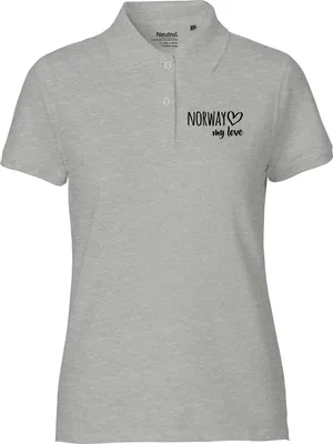 Produktbild von Huuraa Damen Polo Shirt Norway my love S Sport Grey Bio Baumwolle Fairtrade Poloshirt Geschenkidee