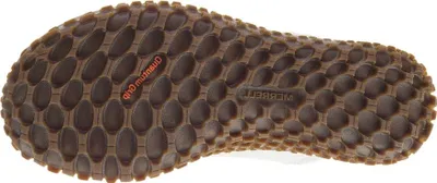 The sole of a shoe with a honeycomb pattern.