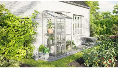 Produktbild von Vitavia Anlehn-Gewächshaus "Ida" 900 aluminium eloxiert 0,9 m² 3 mm ESG
