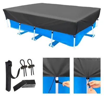 Obrázok produktu pre Kryt na bazén, obdĺžnikový, 400 x 220 cm, vhodný pre bazén s rozmermi 410 x 225 cm, vyrobený z materiálu Oxford, s UV ochranou