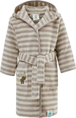 Produktbild von Frottee Baby Bademantel | 100% Baumwolle | 6+ bis 3-4 Jahre | Kinder Bademantel 74/80 Streifen