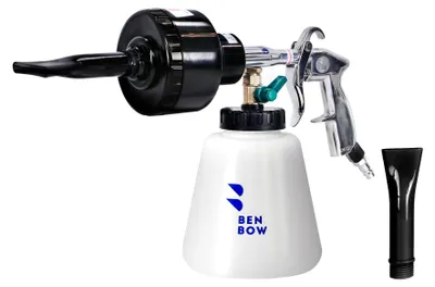 Image de Canon à mousse à air comprimé Benbow 012 Black, réservoir 1000 ml, pression maximale 6,2 bars, buses larges et étroites incluses dans le kit, pistolet à mousse, préparation automobile, voitures