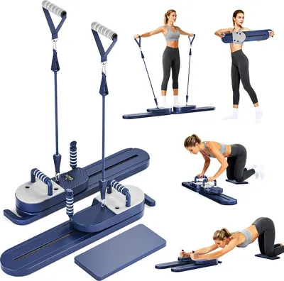 Image de Planche de fitness multifonctionnelle - planche d'équilibre et appareil d'entraînement abdominal - planche de pompes - appareil d'entraînement du tronc pour Pilates - équipement de fitness pour la maison - bleu