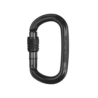Schwarzer ovaler Alukarabiner Ozone von singing rock; geeignet für Klettern und Express-Sets.