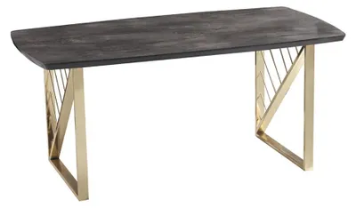 Productafbeelding van Tijdloos eettafel, zwart en goud, rechthoekig tafelblad