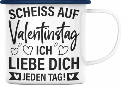 Produktbild von Trendation - Emaille Tasse Valentinstag Sch auf Valentinstag Ich Liebe Dich Jeden Tag Geschenk Freundin Freund Spruch Männer Frauen (Blau)