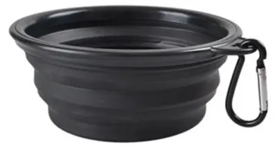 Image de Bol pliable pour animaux de compagnie, portable, en TPR durable, de couleur noire, capacité de 350 ml