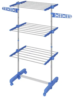 Produktbild von Mobiler Wäscheständer Wäschetrockner-Turm Seitenflügel auf 3/4 Ebenen Blau