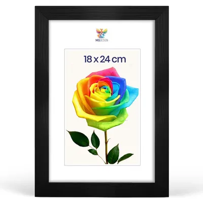 Produktbild von MG Design Bilderrahmen Schwarz 18x24 cm - Echtholzrahmen mit Acrylglas, hoch/quer, zum Aufhängen & Aufstellen