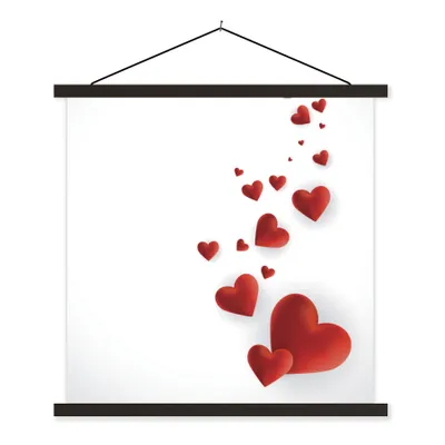 Produktbild von MuchoWow® Textilposter Eine Illustration eines Pfades der Herzen 90x90 cm mit schwarzem Rahmen - Magnetisches