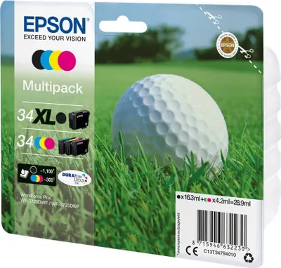 Immagine prodotto di Epson DURABrite Ultra Multipack BK 34 XL C/M/Y 34 T 3479 (C13T34794010)