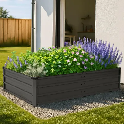 Produktbild von 180x90x30 cm Rechteckiges Verzinktes Hochbeet, Dunkelgrau