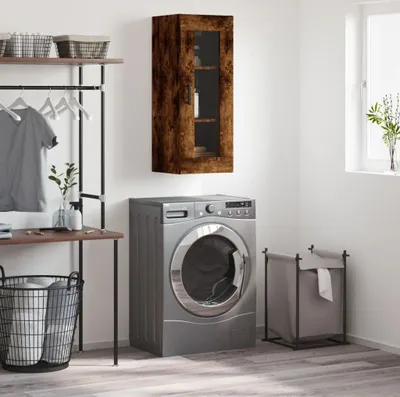 Image de The Living Store Armoire murale chêne fumé 34,5x34x90 cm